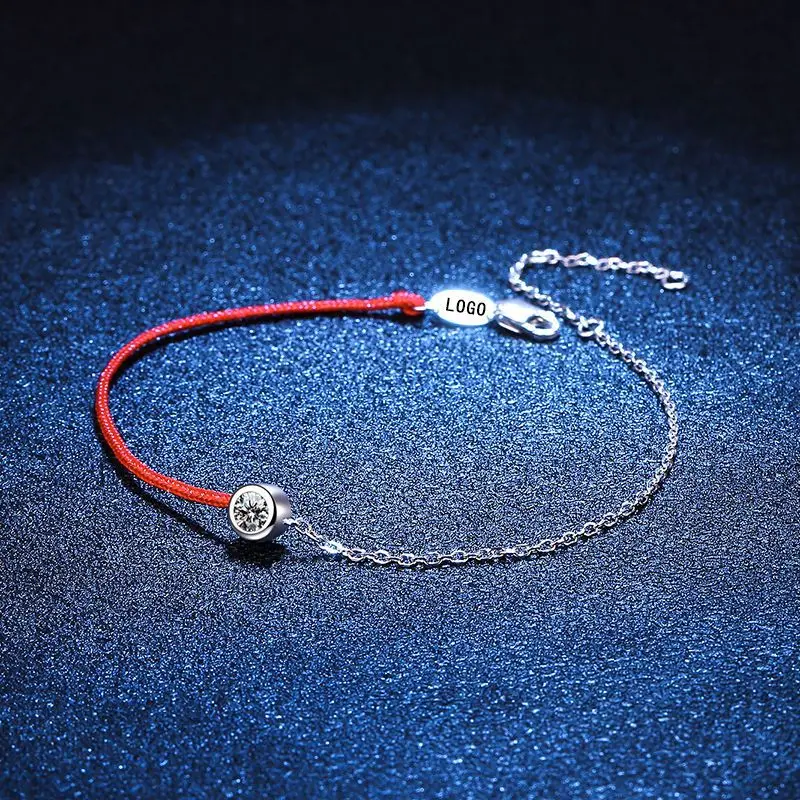 

S925 Silver White Gold Plated 0.3CT D Color Moissanite Lucky Rope Bracelet for Women, Exquisite Jewelry.