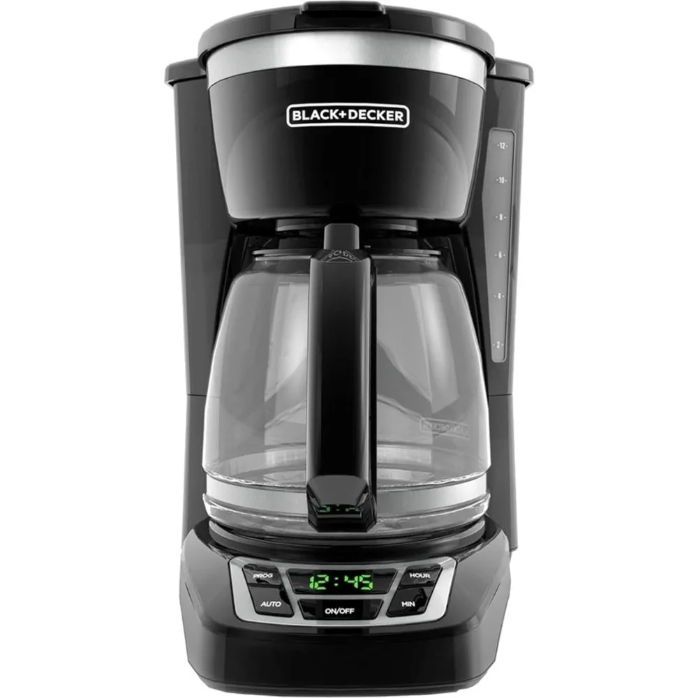 2025 NEW BLACK+DECKER 12-Cup Digital Coffee Maker, Programmable, Washable Basket Filter, Sneak-A-Cup, Auto Brew, Water Window