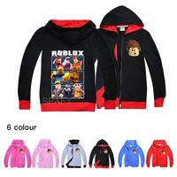 ROBLOX Boys Girls Zipper Sweatshirt Hoodie Cartoon Baby Children Colorful ROBLOX Print Hoody Coat Tops Fashion Clothes