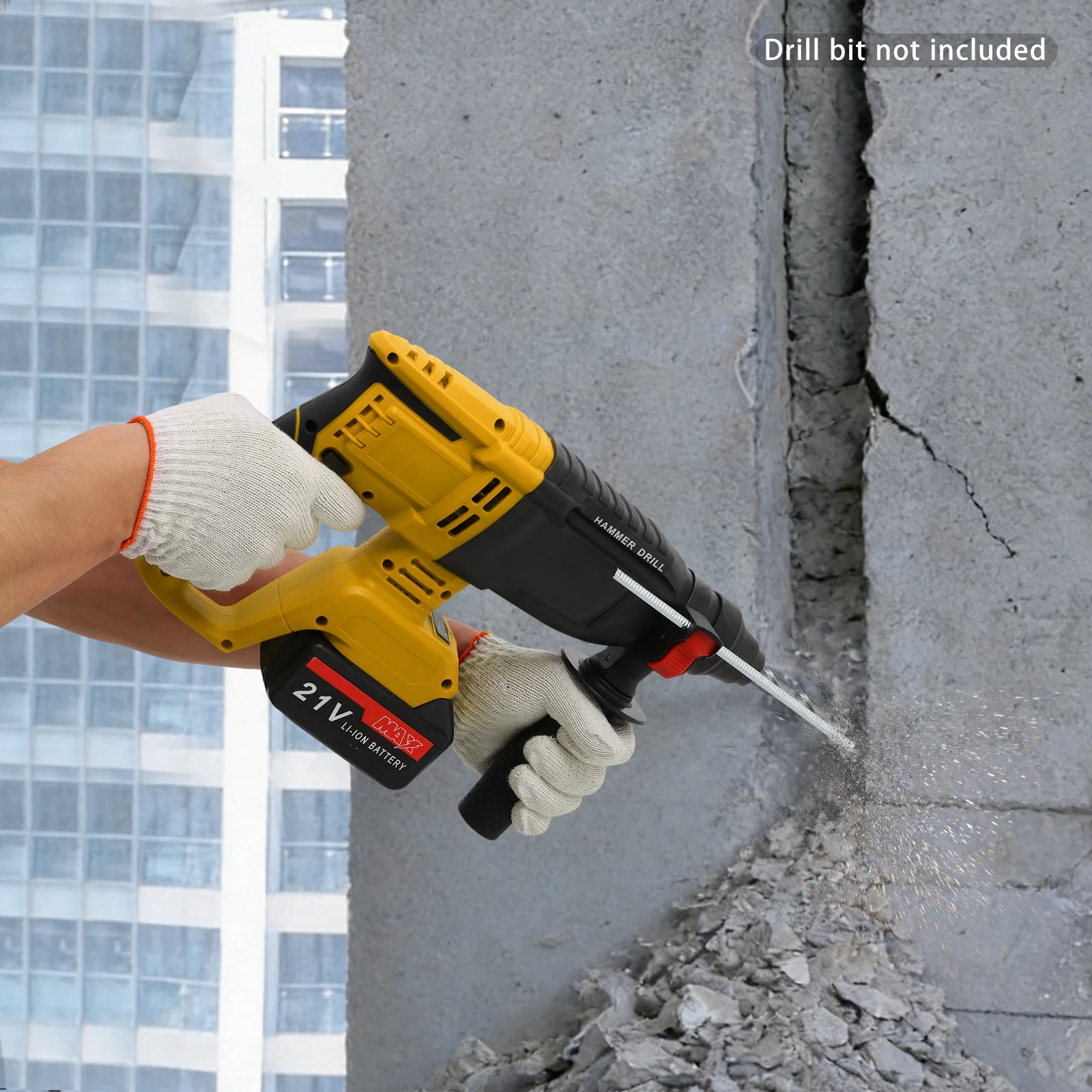 

Hammer Drill Battery-Powered Hammer Drill Hammer Drill With 4 Modes Brushless Rechargeable Electric Pickaxe 110V