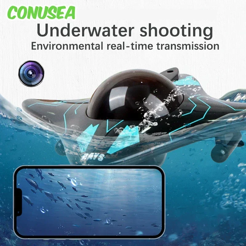 6CH RC Boat Submarine With Real-time Transmission Underwater Camera Wifi FPV Remote Control Speedboat