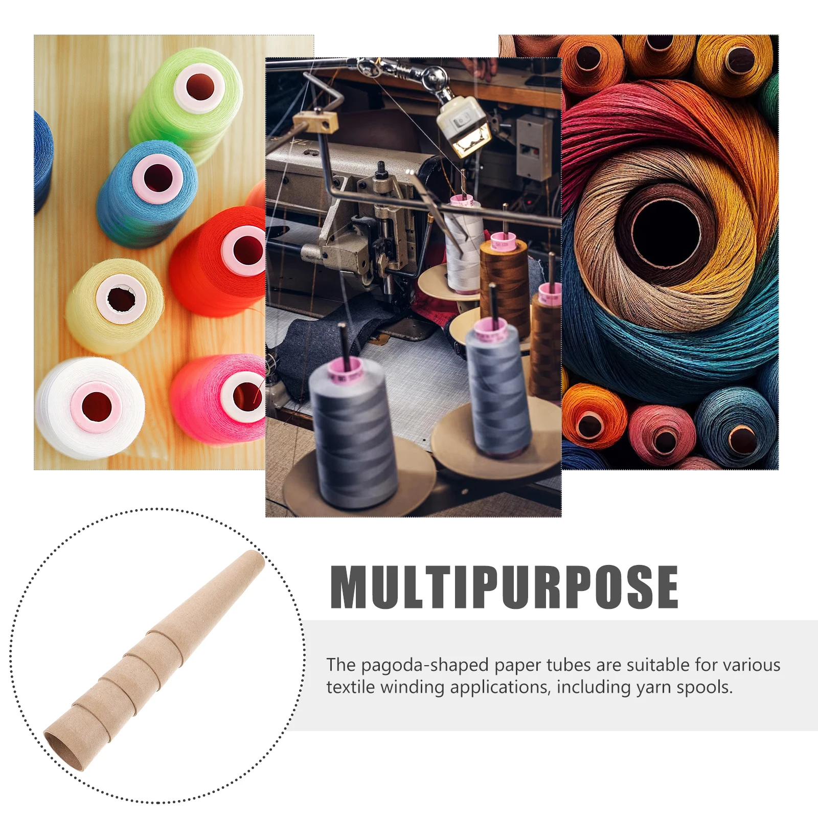 

5pcs Pagoda Shaped Paper Tubes Spools Winding Accessories For Textile Machinery Yarn Ball Winding Supplies Cardboard Tube Home