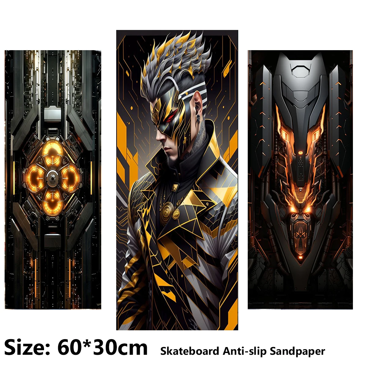 Mecha Cool Boy Pattern Electric Scooter Anti-slip Sticker Sandpaper Skateboard Grip Tape Sheet 60*30cm