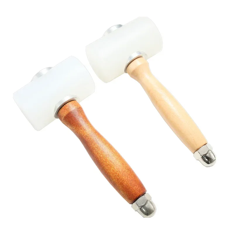 Professional Leather Carve Hammer Nylon Hammers Mallet Wood Handle for Leathercraft Punch Printing Percussion DIY Tool