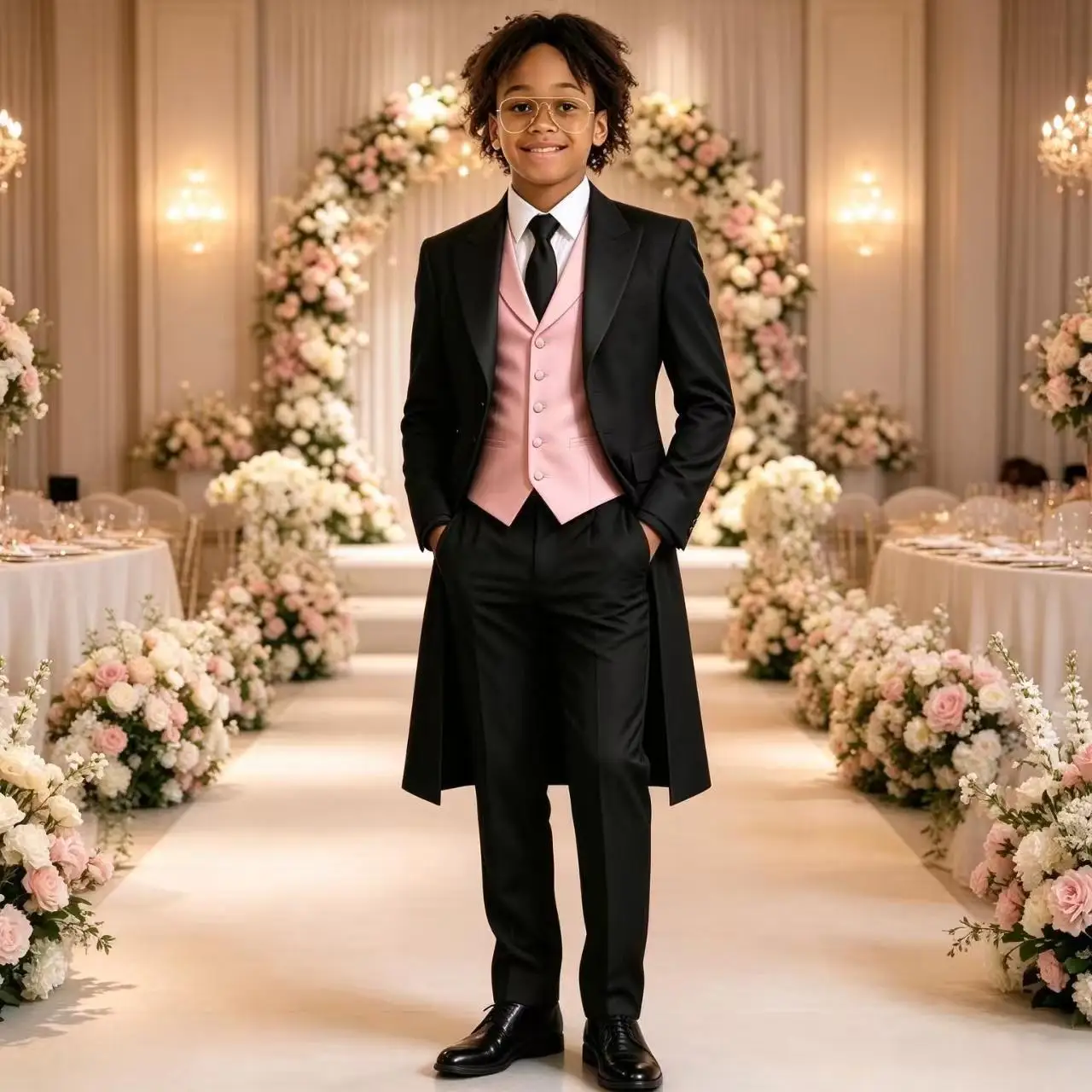 Vintage Long Formal Wedding Tuxedo for Boys 3-Piece Tailor-Made Child Suits with Jacket Pants Vest - Classic Wedding Outfit for