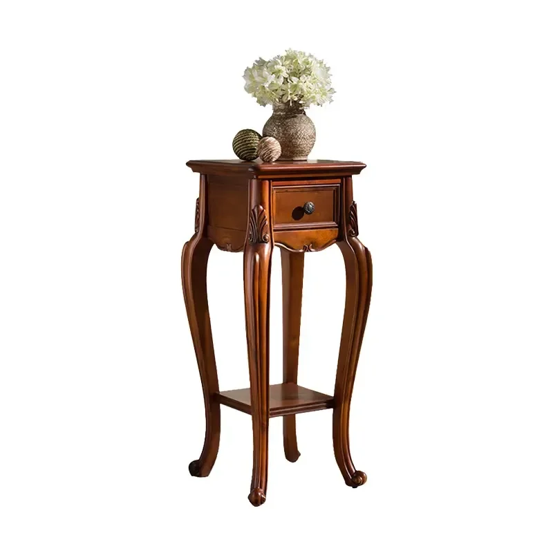 Factory Wholesale Solid Wood Flower Stand for Living Room Antique Flower Stand with Drawers Hotel Display Table Home