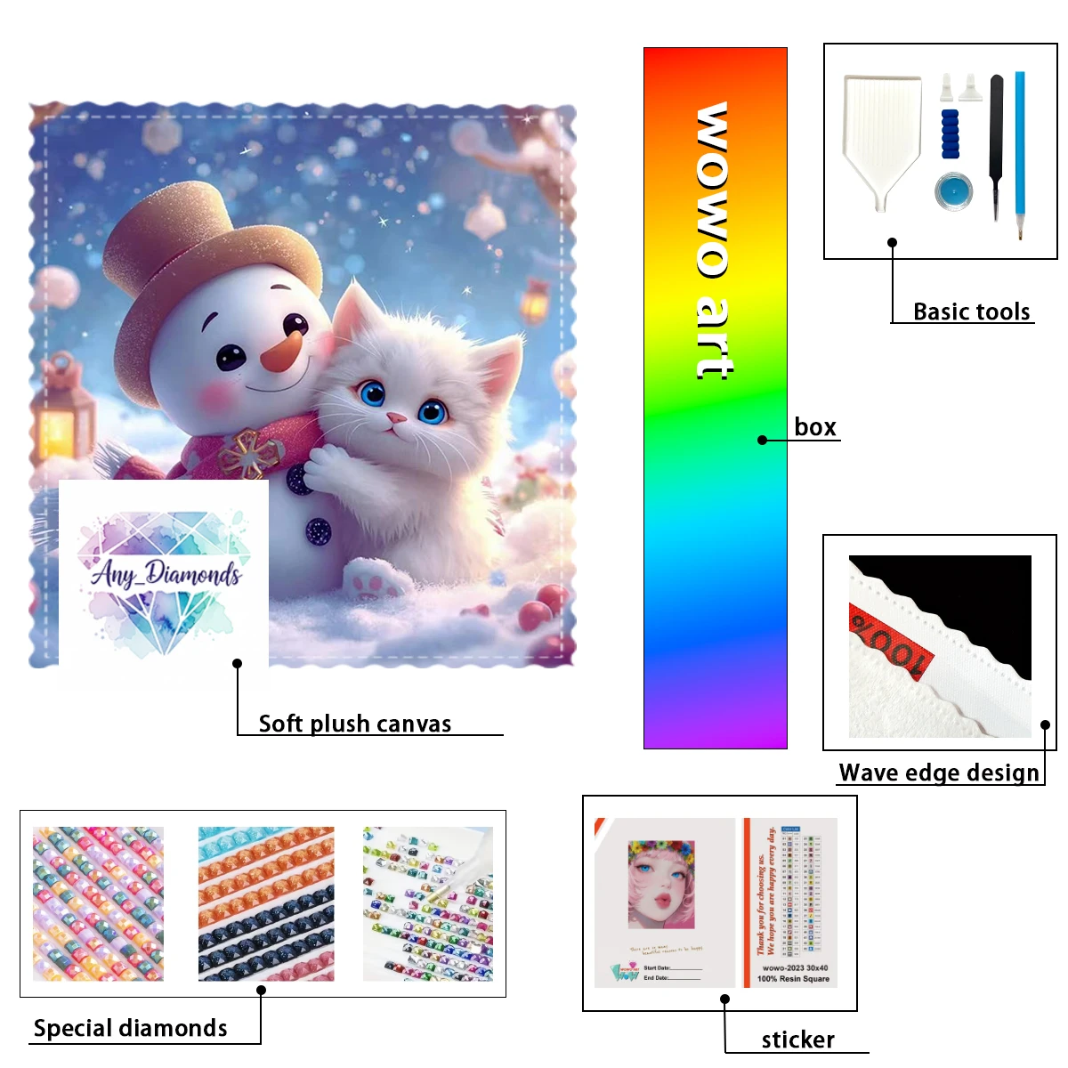 

【ANY_ Diamond Art】Рождественский Кот и Снеговик Кристалл AB Горный Хрусталь FD Горный Хрусталь Идеальный Смола Алмаз