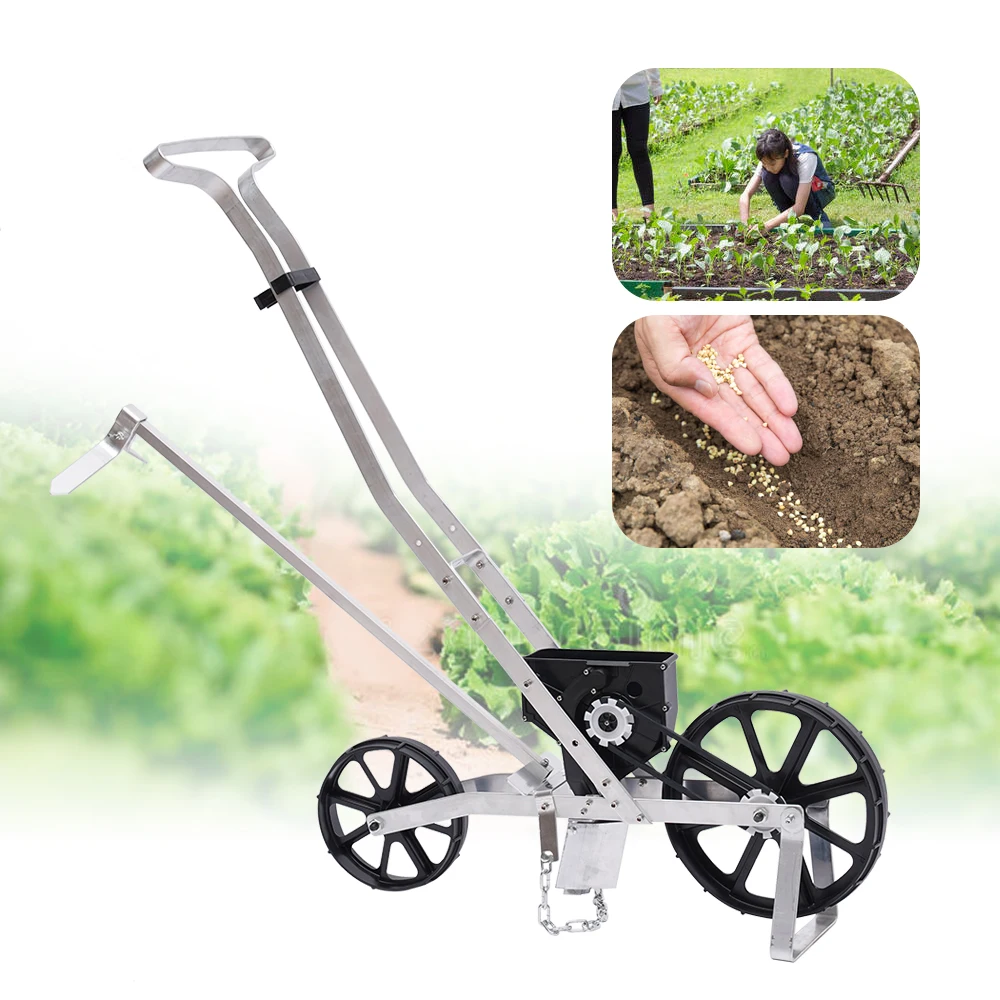 Manual Precision Hand Seeder 1-Row Manual Vegetable Planter Aluminum Tool Garden Farmland Seeder Pressure Forward HandSeeder