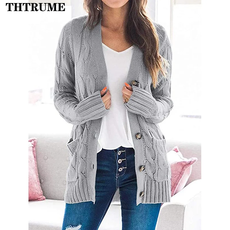 Elegant Vintage Chic Sweater Fashion Female Autumn Winter Warm Single Breasted Jumpers Casual Loose Knit Women Clothing Cardigan