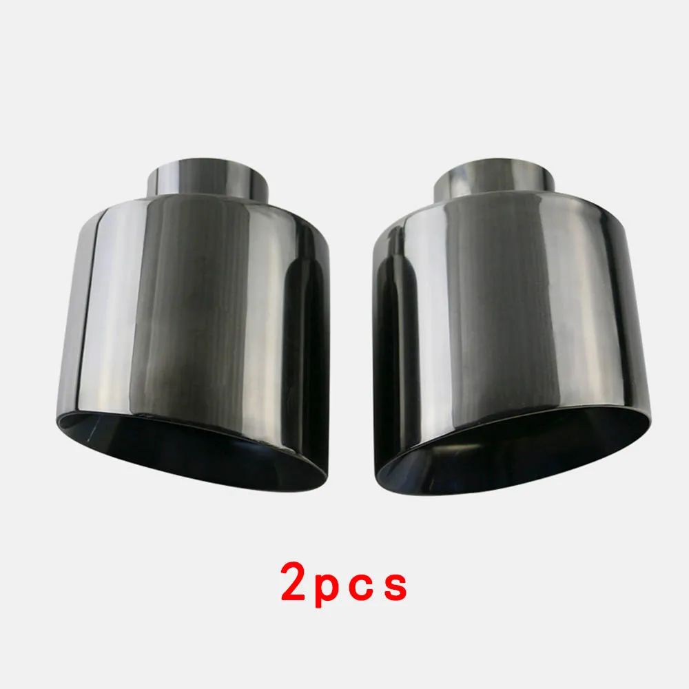 

2PCS Stainless Steel Auto Round Tip Muffler 2.5 inch 3 inch Exhaust End Tips Black for Universal Car