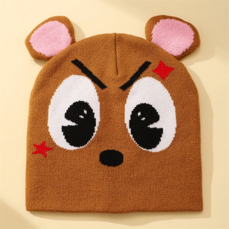 Topi Kartun Rajut Modis Rajutan Tahan Angin Luar Ruangan untuk Gadis Remaja