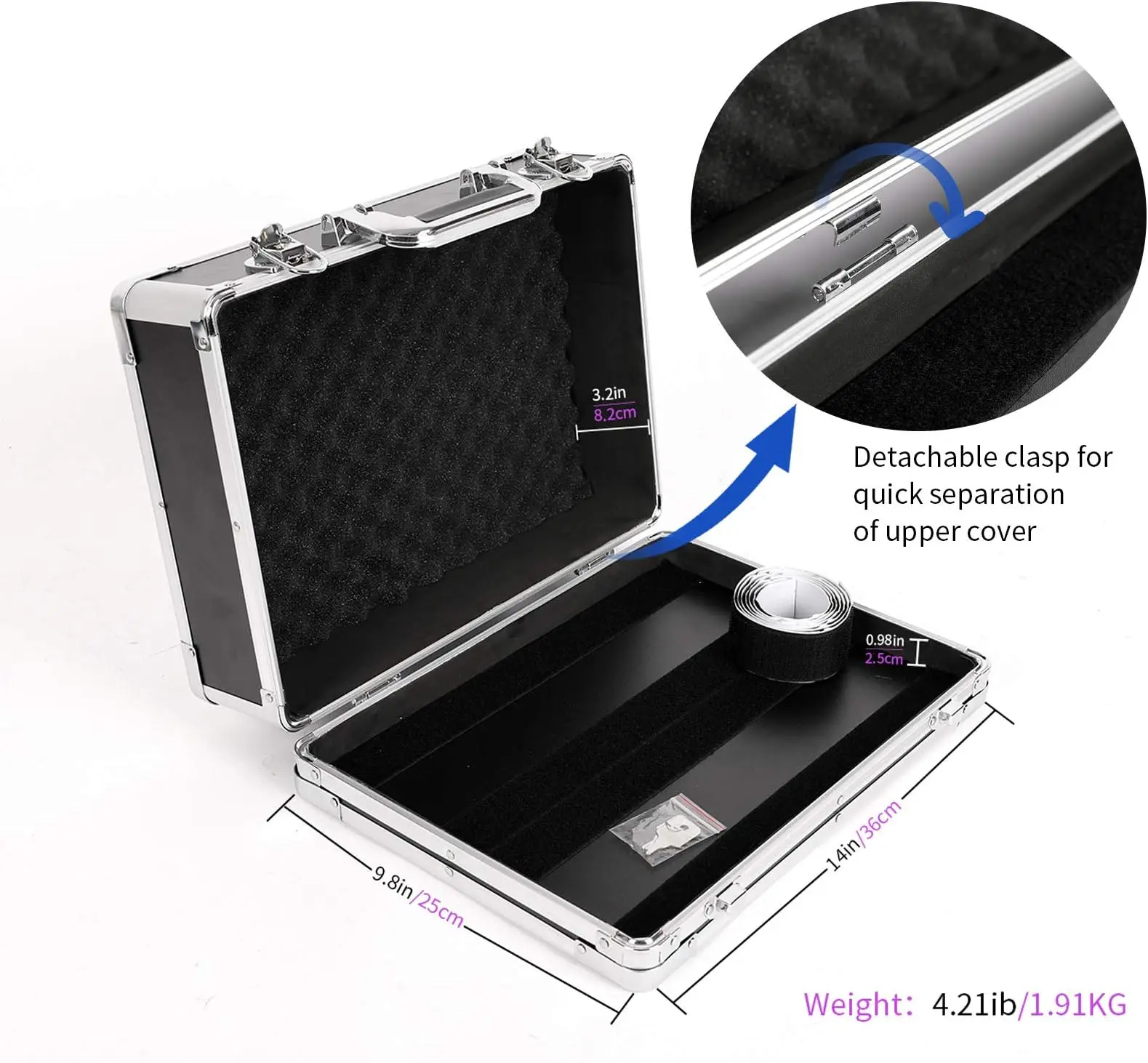 Ghost Fire Guitar Multi Effect Pedal Case with Pedal Mounting Tape Fastener Sturdy Locking Aluminum T series