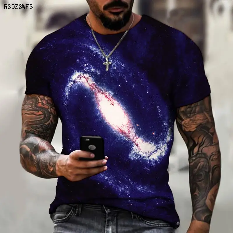 Spring and Summer Starry Sky 3D Printing T-shirt Men\'s Summer Casual T-shirt Men\'s Fun Streetwear Men\'s and Women\'s T-shirts