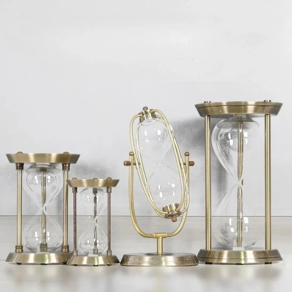Metal Self-assembled Hourglass Ornaments Hourglass Timer Glass Desktop Ornaments Creative High-grade Retro Hourglass Timer