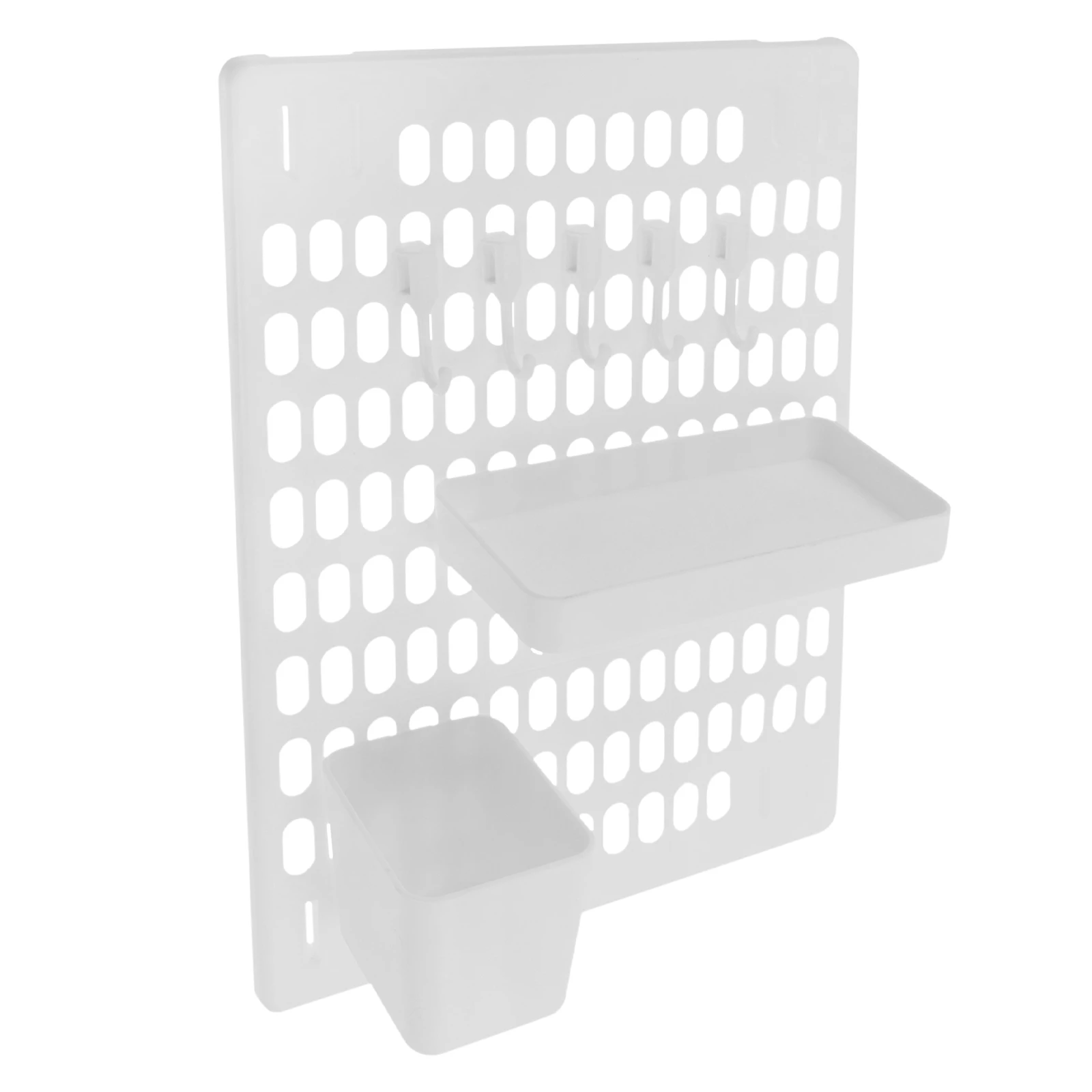 

Peg Board Rack Large White Pegboard Panel Square Rectangular Boxes Hooks Wall Mount Dorm ganization Tool Storage Display Plastic
