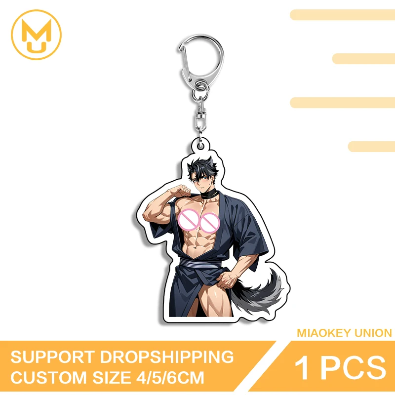 Genshin Impact Furry Keychain Wriothesley At Tail Acrylic Military Key Chains Y2K Portrait Hanging Ornament for Bag Ornament