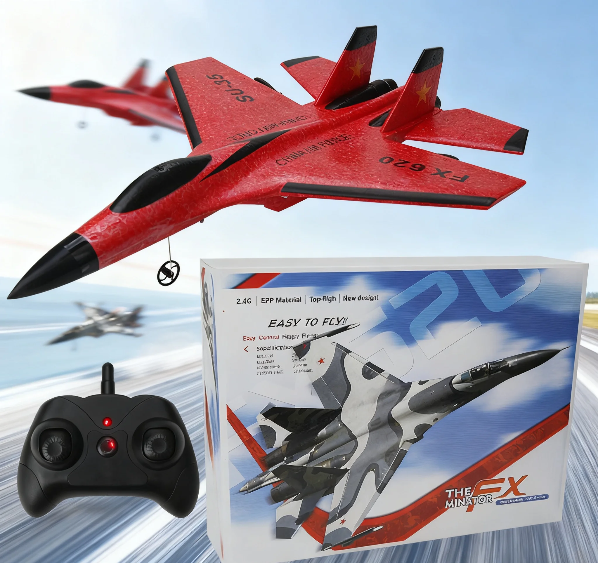 SU35 طائرة مزودة بجهاز للتحكم عن بُعد 2.4G التحكم عن بعد FX620 FX820 طائرة شراعية مع أضواء LED رغوة نموذج طائرة لعبة للأطفال هدايا