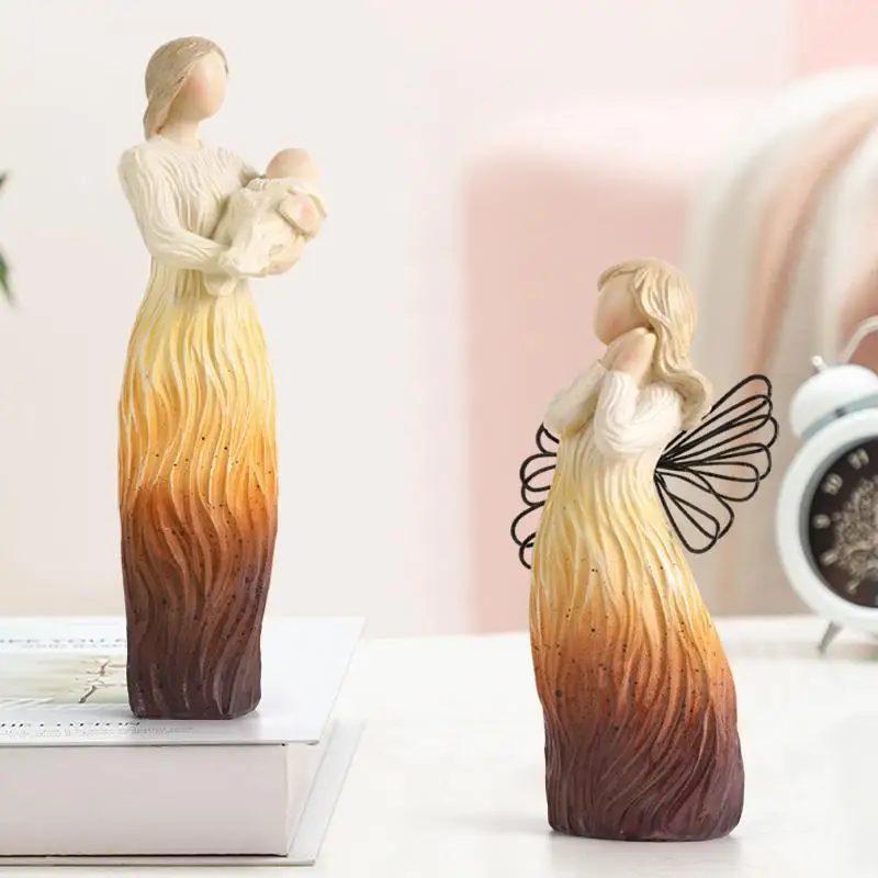 Resin Family Statue Meaningful Figures Handy Painted Character Figurines Mother Miniatures Yoga Woman Sculpture Gifts