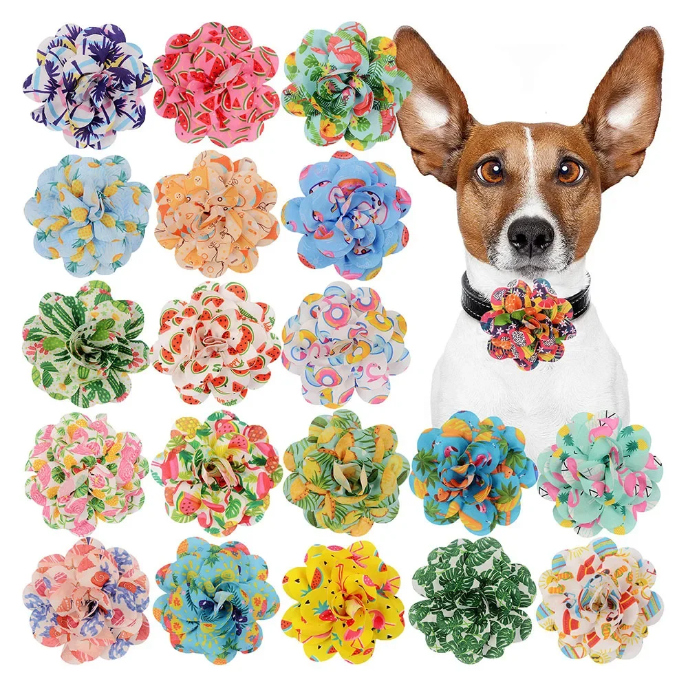 50pcs Flower-Collar For Dog Summer Fruit  Collar Accessories For Dogs Pet Bowties Dogs Grooming  For Small Dogs Pets