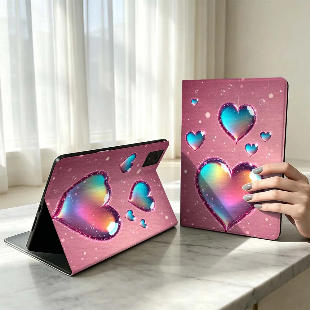 Cartoon Pink Heart Water Ripple Fashion For Xiaomi Poco Redmi Pad 8 2 4 5 6 6S 7 7S SE Pro 14 11 11.2 12.1 12.5 Inch Tablet Case