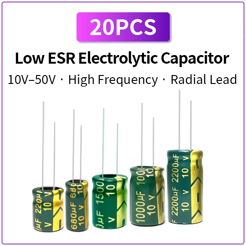20PCS 10V 16V 25V 35V 50V Electrolytic Capacitor 47uF-22000uF Radial Lead Low ESR High Frequency Aluminum Capacitor