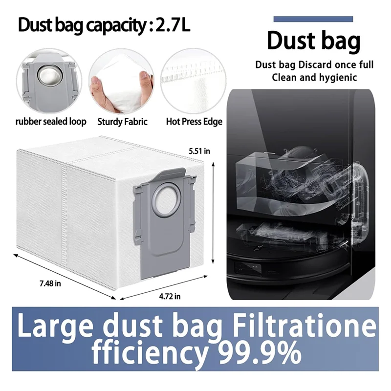 A83G-Acessórios para Roborock Saros 10 Acessórios para Roborock S9 Maxv Ultra Saco de pó