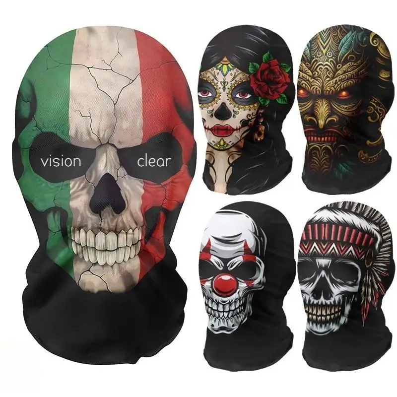 Skeleton Full Face Fashion Headgear, Breathable Mesh, Outdoor Riding, Holiday Disguise Headgear Mask