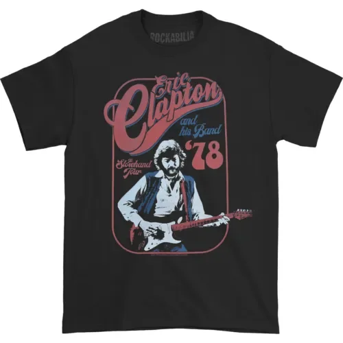 Men's Eric Clapton Slowhand Tour Slim Fit T shirt XXXX Large Black long or short sleeves