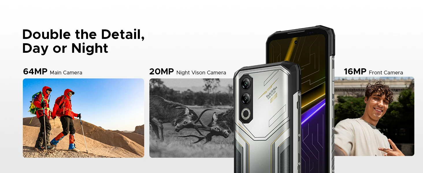 DOOGEE Blade20 Max Rugged Phone 36GB+1TB Gemini AI 6.6" 120Hz Display 11800mAh Battery Android 15 Helio G100 64MP Camera NFC Smartphone