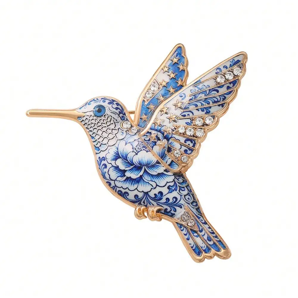 Vintage Emaille Kolibri Strass Brosche Bunte Tier-Anstecknadel für Party Hochzeit Schmuck – Detail 26