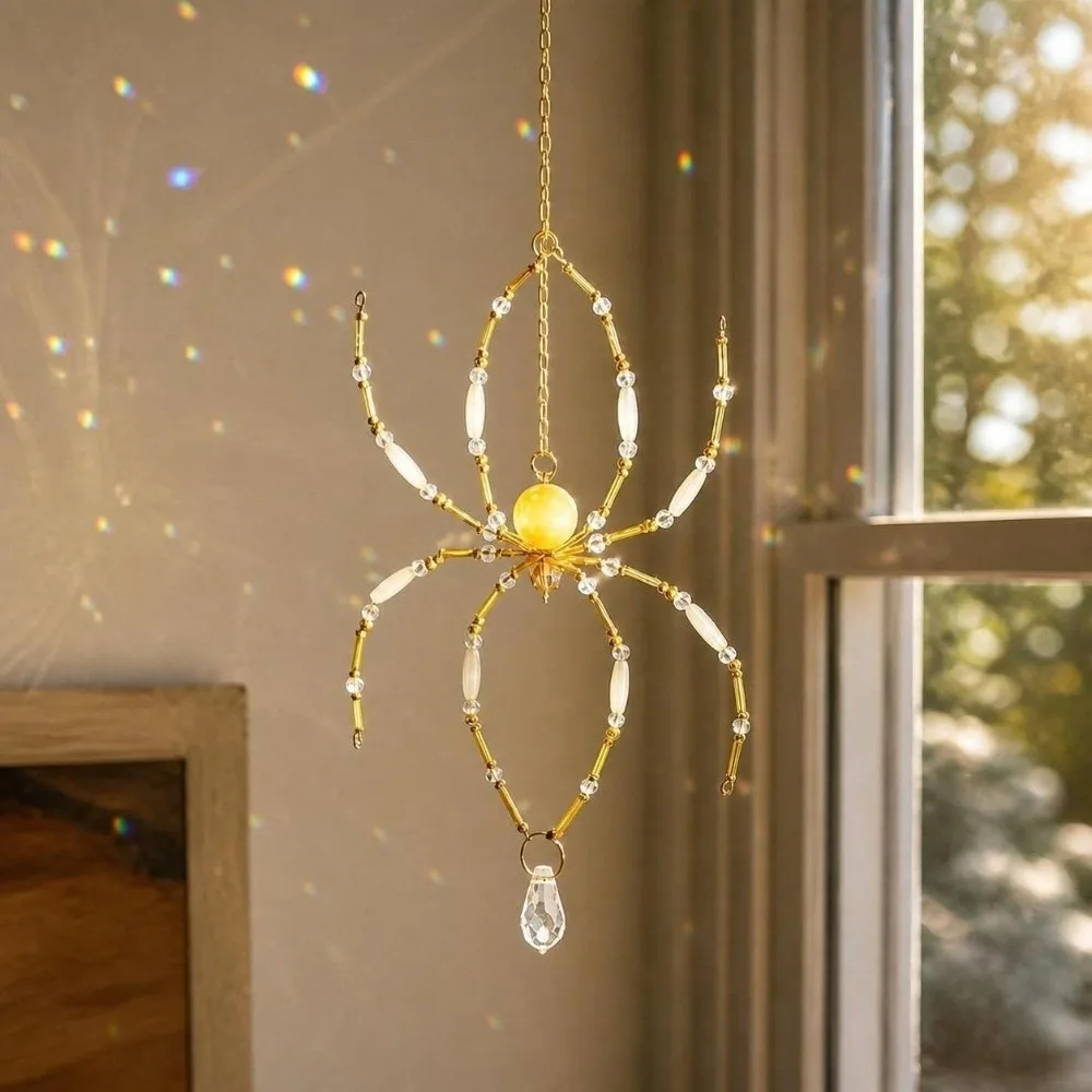 Beaded Spider Spider Sun Catcher Hang on Window Pink Crystal Spider Sunlight Catcher Home Decoration Window Rainbow Prism