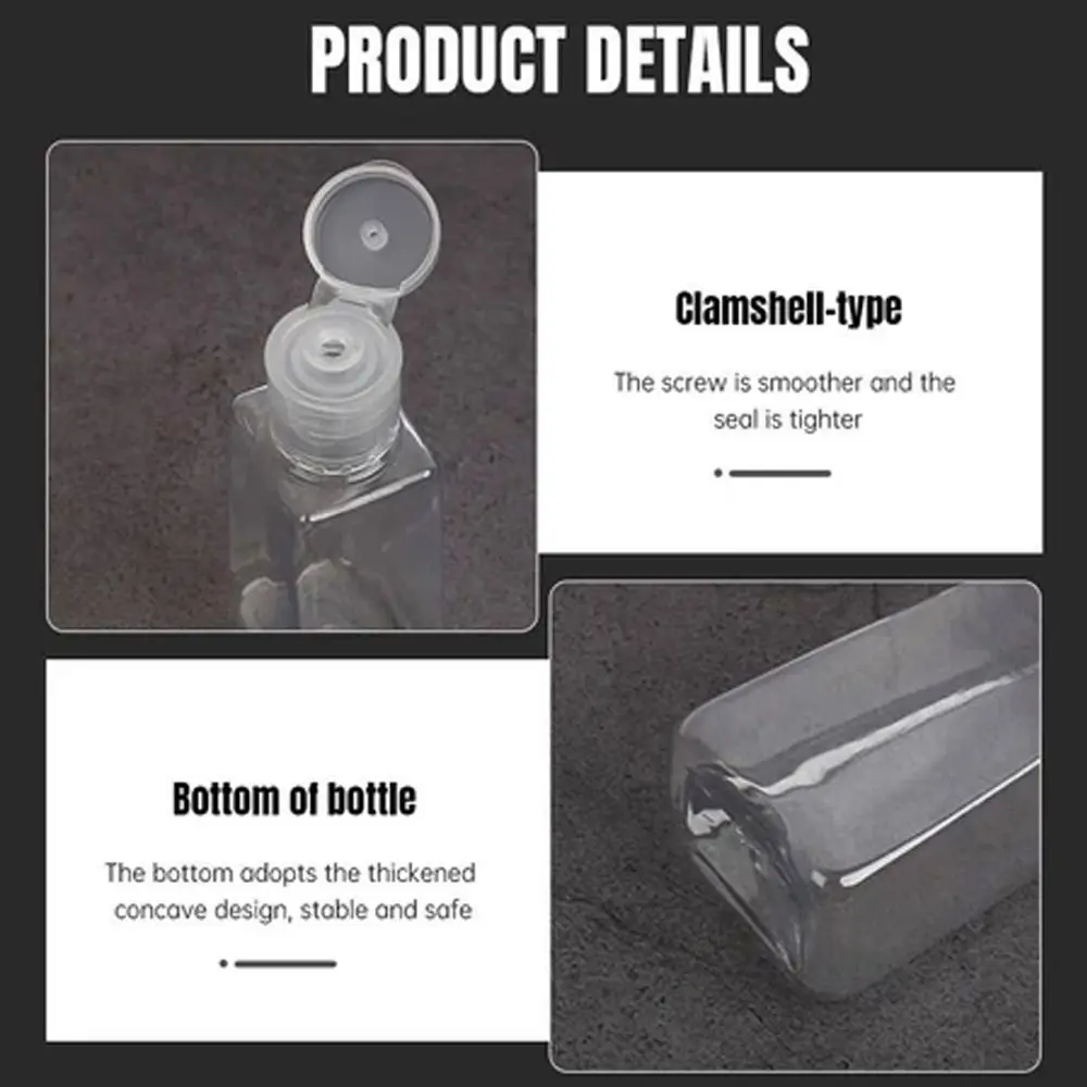 30/60ml Pusta butelka wielokrotnego napełniania Przenośne trapezowe plastikowe butelki Podróżna butelka kosmetyczna Butelki do wyciskania balsamu