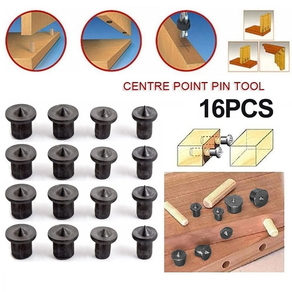 16pcs ไม้ Dowel Center Punch Point ชุด 6/8/10/12 มม.เจาะไม้ Tenon Center เฟอร์นิเจอร์ DIY Locator อุปกรณ์เสริม