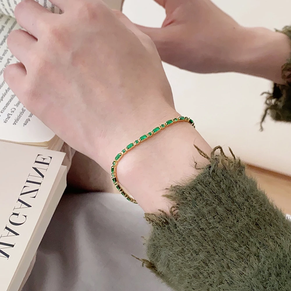 Luxuriöses grünes Zirkon-Armband aus gespleißtem Metall und Kupfer, 2025, neuer Modeschmuck für Damen, Party-Charm, Handgelenk-Accessoires, beste Geschenke
