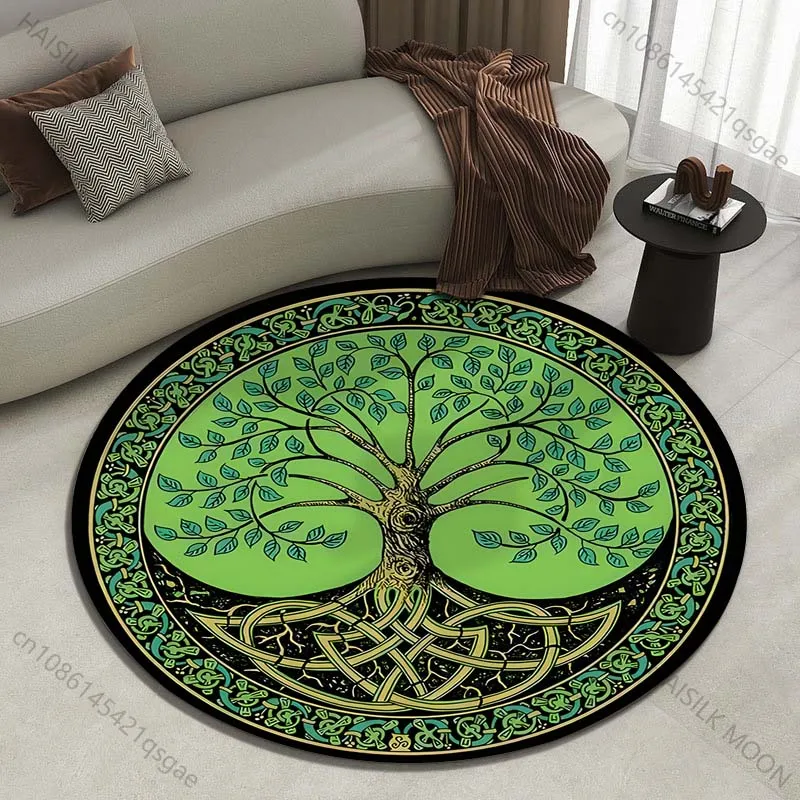 

Multiple sizes Tree and Celtic Knot Print Round Carpet Living Room Bedroom Table Chair Sofa Decorative Carpet Luxury gifts