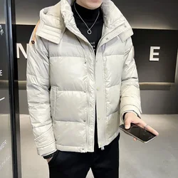 Fashion Winter Men's Warm Hooded Duck Down Jackets Streetwear Solid Color Loose Puffer Coat Sport Outdoor Windproof Thick Parkas