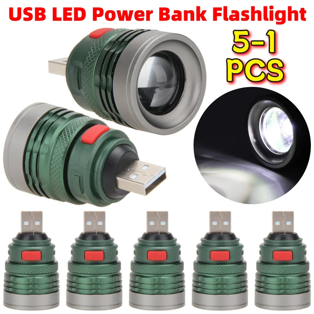 5-1PCS USB LED Power Bank Taschenlampe Kopf Lampe 3W Verlängerung Licht Taschenlampe 50m Max Strahl Bereich einstellbare Brennweite Wasserdicht