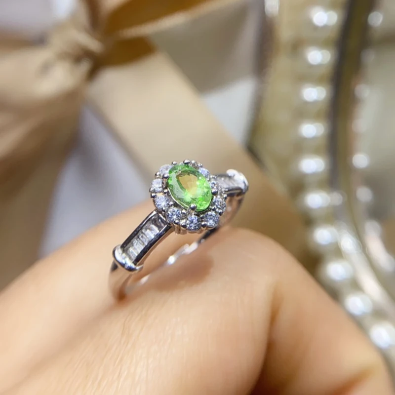 

Natural Tsavorite Garnet ring for women silver 925 jewelry luxury gem stones 18k gold plated free shiping items Party Gift