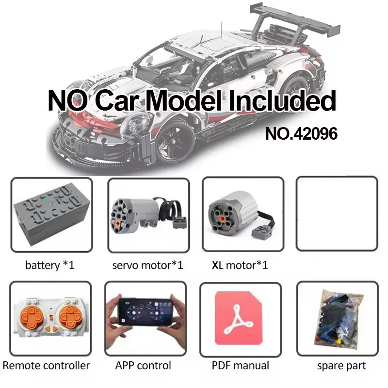 

Technical RC Modification Motor Kit for 42154/ 42141/42096 /42056/ 42083 /42010/42111/42115 Car Building Block Brick (no car)