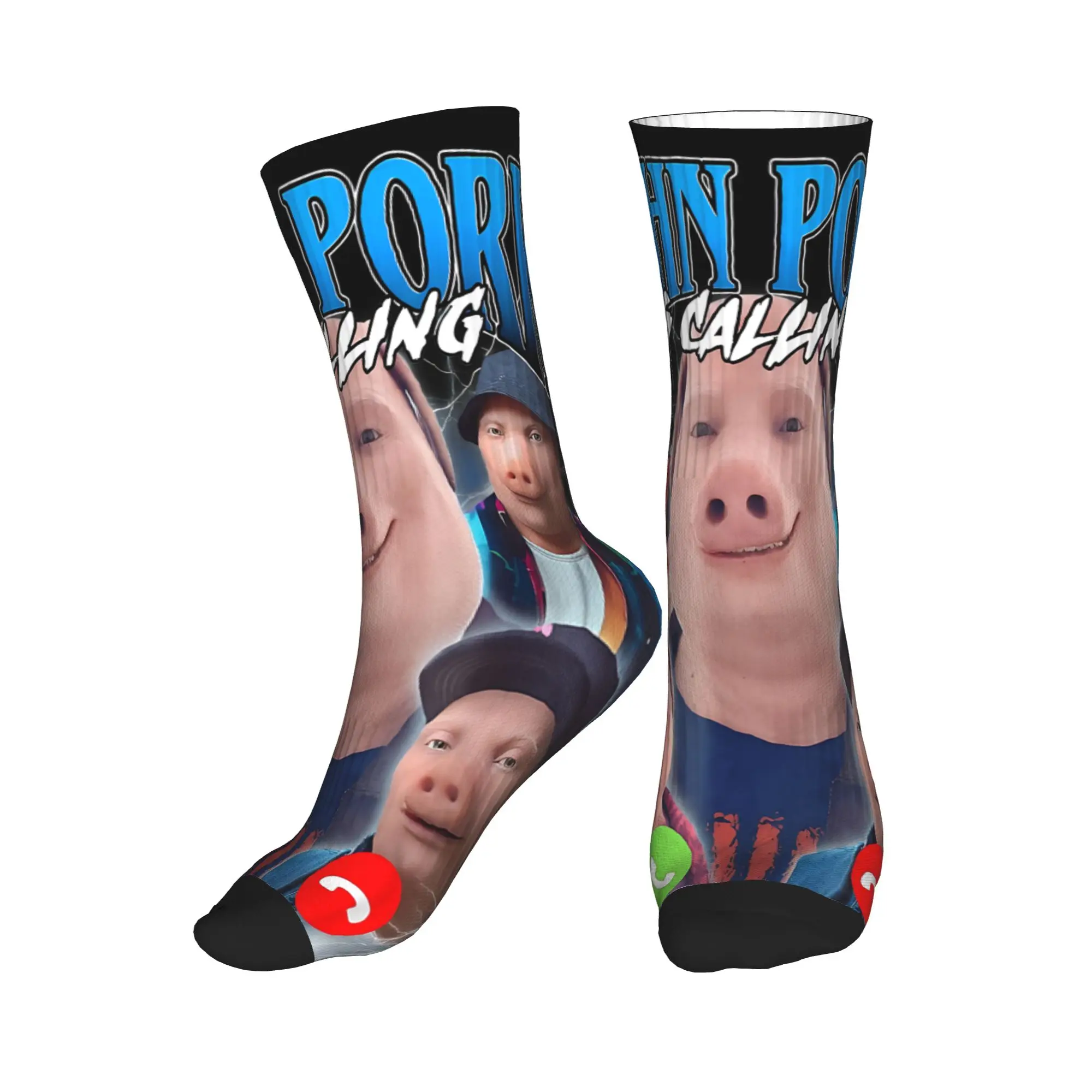 John Pork is Calling Meme Brainrot Socks  Trendy Stockings Men's Medium Soft Outdoor Socks Winter Graphic Anti Skid Socks