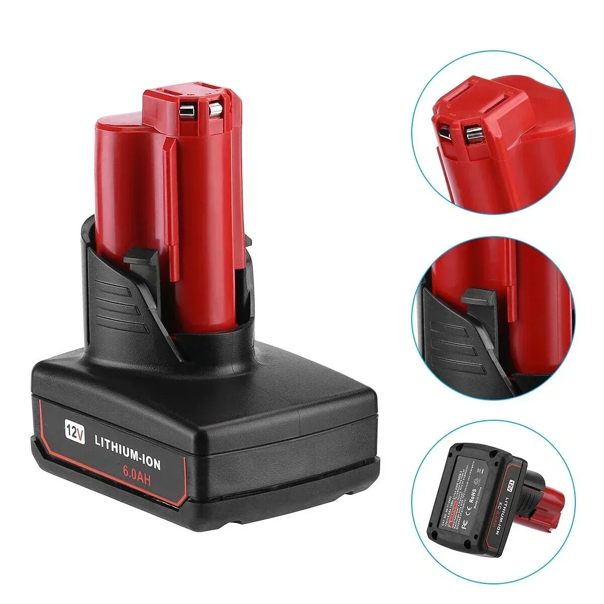 

Aleaivy 12V 3.0Ah/6.0Ah Rechargeable Battery For Milwaukee M12 XC Cordless Tools 48-11-2402 48-11-2411 48-11-2401 MIL-12A-LI