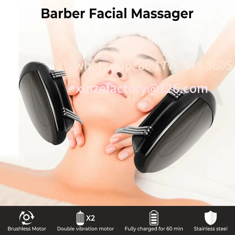 

Customizable Professional Vibration Massager Barbershop Cordless Handheld Heat Massager USB Charging Body Neck Back Head Face Ma
