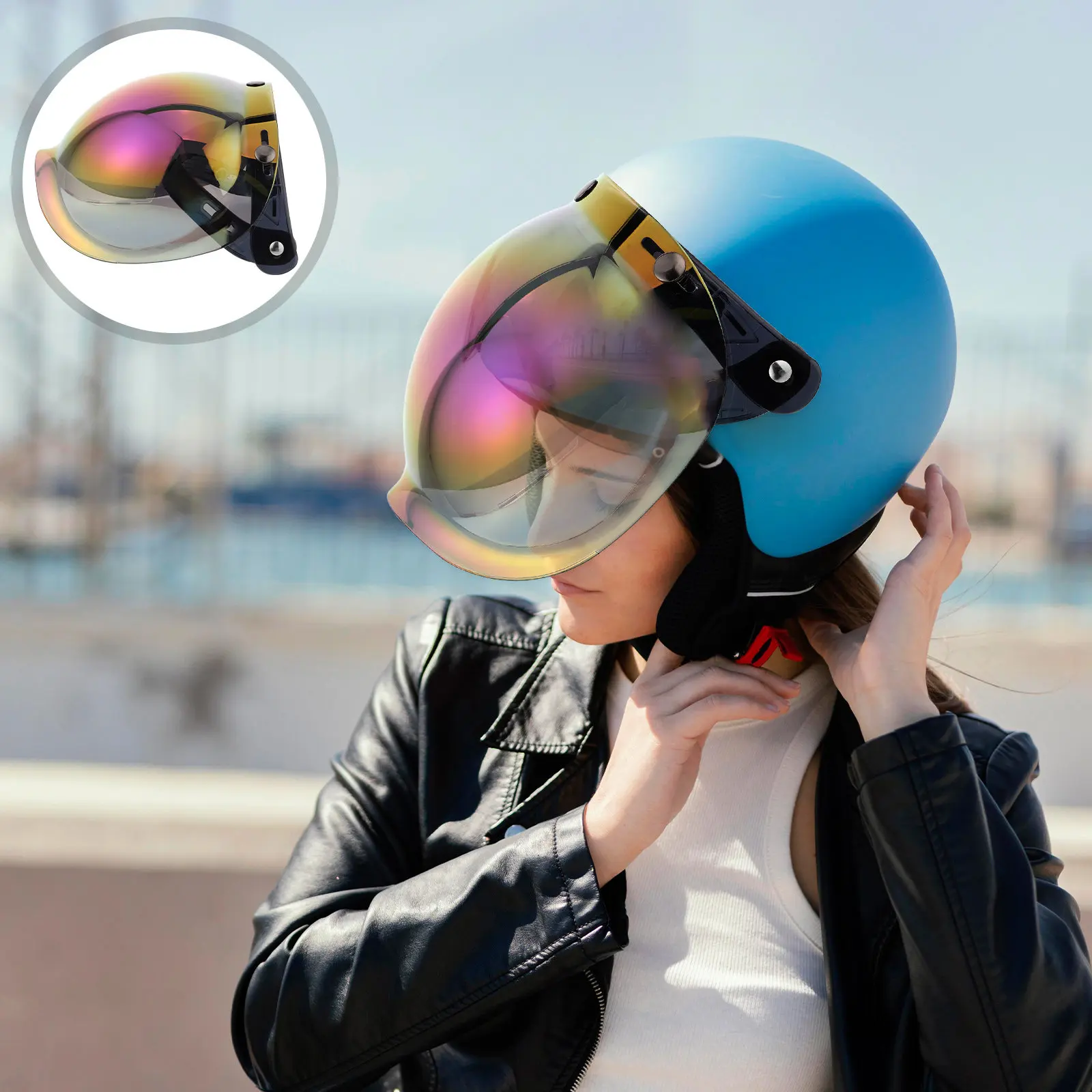 1Set Clear Windshield Visor Replacement High Transparency Uv Protection Removable Windproof Lens Outdoor Riding