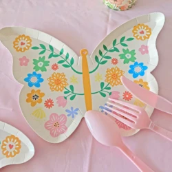 Birthday Party Decoration Butterfly Disposable Tableware Paper Plate Cups Napkin Happy Birthday Party Decoration