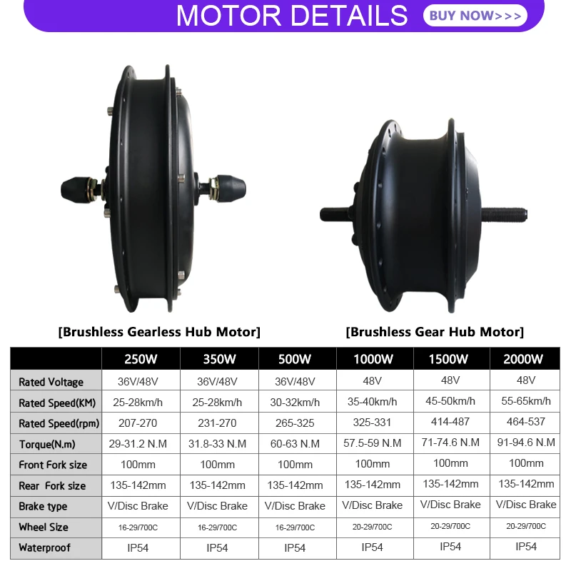 250W-2000W Electric Bicycle Conversion Kit 36V48V Front/Rear Wheel Hub Motor Kit 16-29Inch Electric Bike Kit