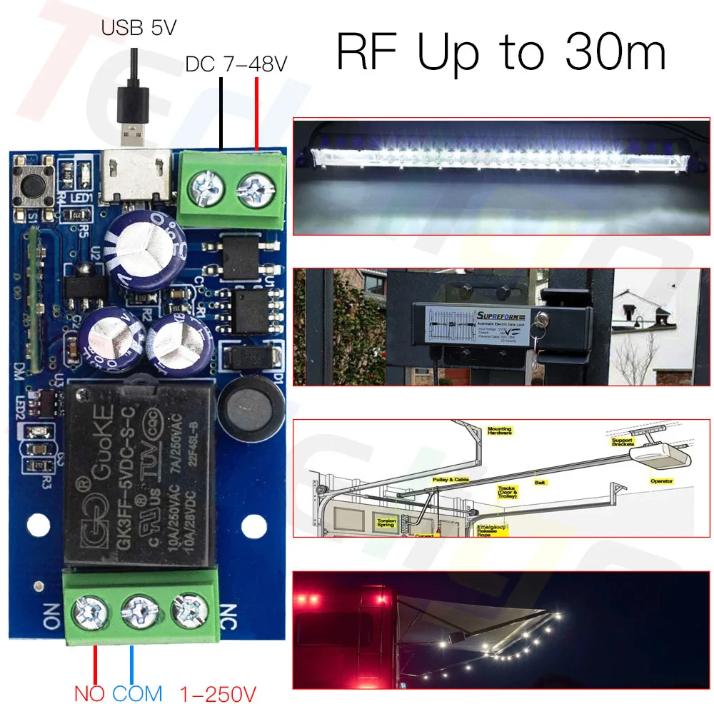 Tedeligo WiFi Ewelink Smart Switch 2.4Ghz Remote Controller USB 5V DC 12V 24V 48V Relay Receiver Timing Module,work with Alexa