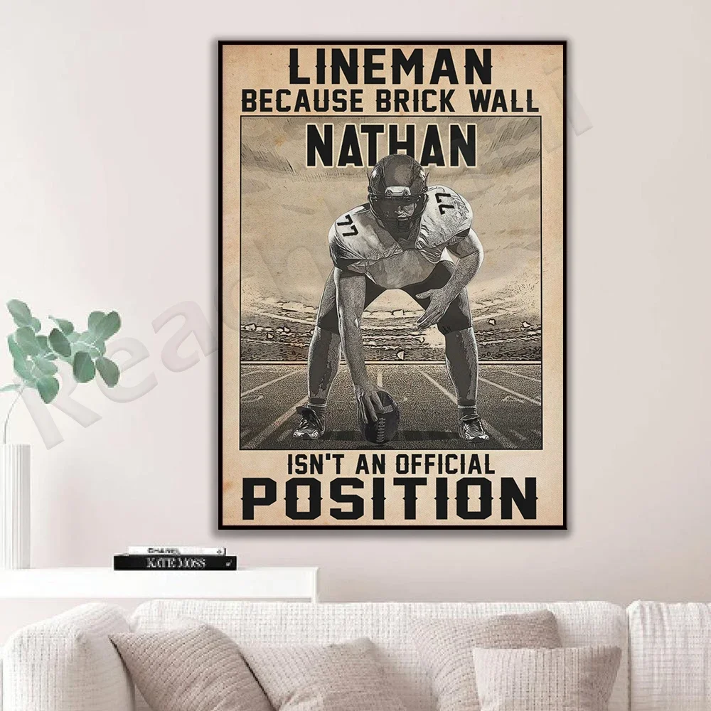 American football striker because brick wall is not a position poster, striker football art, gift for american football lovers