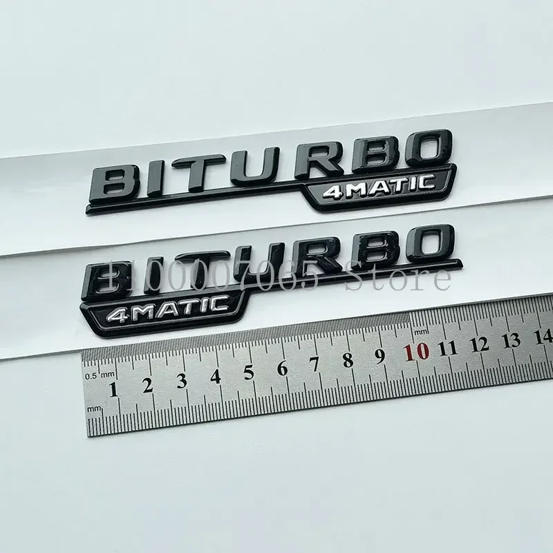 New 12cm Biturbo_4matic Turbo-4matic+ ABS Emblem for A35 A45 E43 CLA45 GLA35 Car Fender Nameplate Logo Sticker