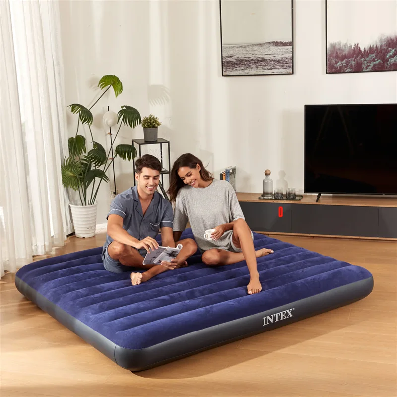 Inflatable Bed Home Outdoor Single and Double Air Mattress Increase Thick Blue Folding Convenient Mattress Multifunction Beds