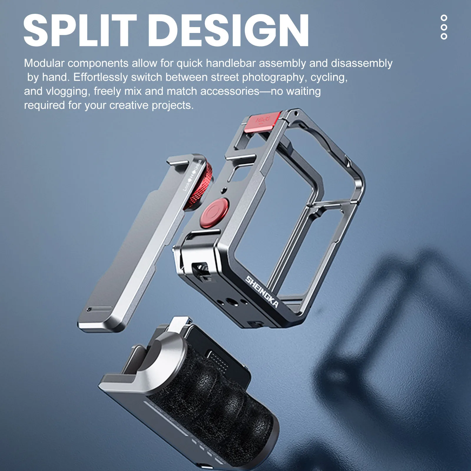 شارع قبضة مدونة فيديو حامل كومبو كاميرا قبضة حامل ل DJI Osmo Action6 المغناطيسي الإفراج السريع قفص أرنب ملحقات الكاميرا